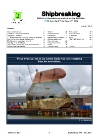 Shipbreaking Bulletin of Information and Analysis on Ship Demolition # 40, from April 1St, to June 30Th, 2015