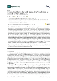 Symmetric Networks with Geometric Constraints As Models of Visual Illusions