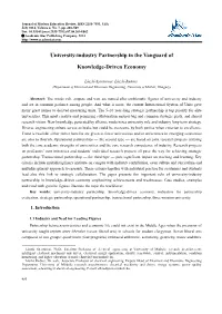 University-Industry Partnership in the Vanguard of Knowledge-Driven Economy Others As Dialectic/Logic, Grammar, Rhetoric Belonged to Trivium (Three Programs)