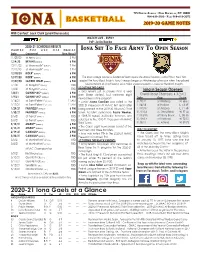 2020-21 Iona Gaels at a Glance No