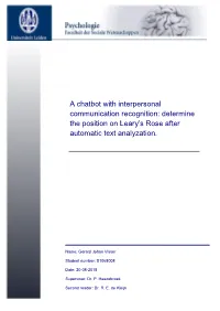 A Chatbot with Interpersonal Communication Recognition: Determine the Position on Leary’S Rose After
