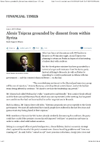 Alexis Tsipras Grounded by Dissent from Within Syriza - FT.Com