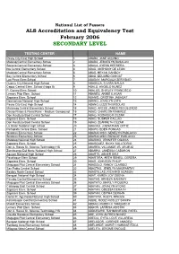 ALS Accreditation and Equivalency Test February 2006 SECONDARY LEVEL
