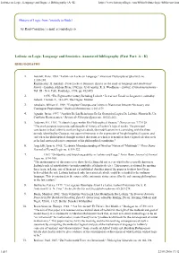 Leibniz on Logic, Language and Signs: a Bibliography (A- K)