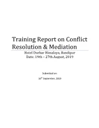 Training Report on Conflict Resolution & Mediation