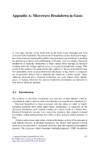 Appendix A: Microwave Breakdown in Gases