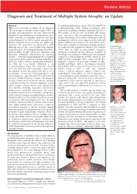 Diagnosis and Treatment of Multiple System Atrophy: an Update