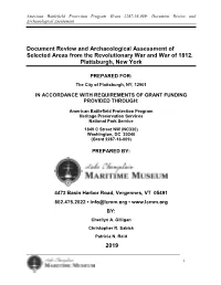 Document Review and Archaeological Assessment of Selected Areas from the Revolutionary War and War of 1812