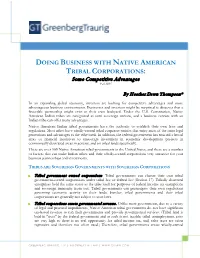 DOING BUSINESS with NATIVE AMERICAN RIBAL ORPORATIONS T C : Some Competitive Advantages Fall 2015