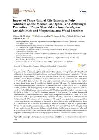 Impact of Three Natural Oily Extracts As Pulp Additives on The