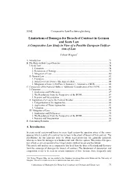 Limitations of Damages for Breach of Contract in German and Scots Law a Comparative Law Study in View of a Possible European Unifica- Tion of Law