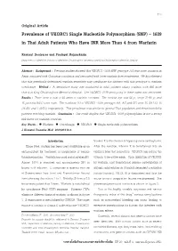 Prevalence​Of​VKORC1​Single​Nucleotide​Polymorphism​(SNP)