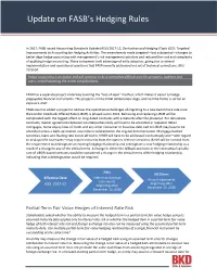 Update on FASB's Hedging Rules