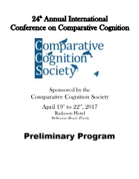 24Th Annual International Conference on Comparative Cognition