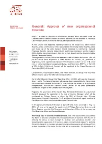 Approval of New Organisational Structure