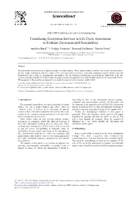 Considering Ecosystem Services in Life Cycle Assessment to Evaluate Environmental Externalities