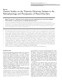 Genetic Studies on the Tripartite Glutamate Synapse in the Pathophysiology and Therapeutics of Mood Disorders