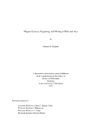 Magma Genesis, Degassing, and Mixing in Rifts and Arcs