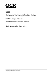 Mark Scheme A554 Designing Influences June 2017
