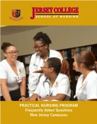 PRACTICAL NURSING PROGRAM Frequently Asked Questions New Jersey Campuses