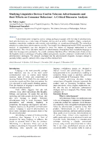 Studying Linguistics Devices Used in Telecom Advertisements and Their Effects on Consumer Behaviour: a Critical Discourse Analysis