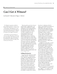 Can I Get a Witness? by Daniel E