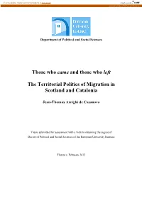 Those Who Came and Those Who Left the Territorial Politics of Migration