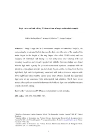 1 Digit Ratio and Risk Taking
