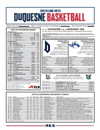 2019-20 Game Notes