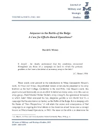 Airpower in the Battle of the Bulge: a Case for Effects-‐‑Based Operations?