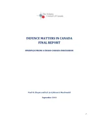Defence Matters in Canada Final Report