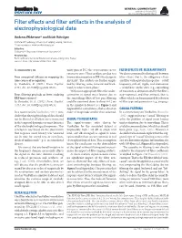 Filter Effects and Filter Artifacts in the Analysis of Electrophysiological Data