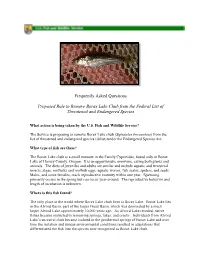 Frequently Asked Questions Proposed Rule to Remove Borax Lake Chub from the Federal List of Threatened and Endangered Species
