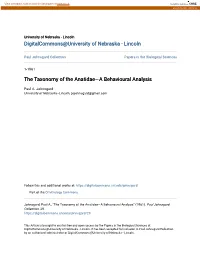 The Taxonomy of the Anatidae—A Behavioural Analysis