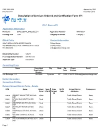 Description of Services Ordered and Certification Form 471 FCC Form