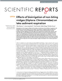 Effects of Bioirrigation of Non-Biting Midges (Diptera