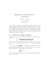 Enumerative Combinatorics 5: Q-Analogues