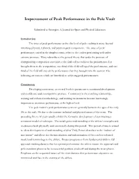 Improvement of Peak Performance in the Pole Vault