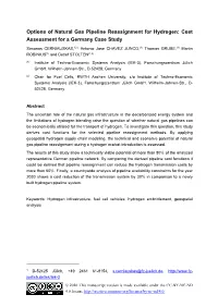 Options of Natural Gas Pipeline Reassignment for Hydrogen: Cost Assessment for a Germany Case Study