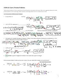 CHEM 1A: Exam 1 Practice Problems