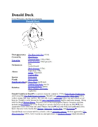 Donald Duck from Wikipedia, the Free Encyclopedia Donald Duck