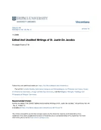 Edited and Unedited Writings of St. Justin De Jacobis
