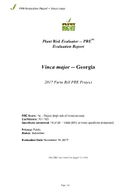 PRE Evaluation Report for Vinca Major
