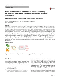 Rapid Assessment of the Authenticity of Limequat Fruit Using the Electronic Nose and Gas Chromatography Coupled with Mass Spectrometry