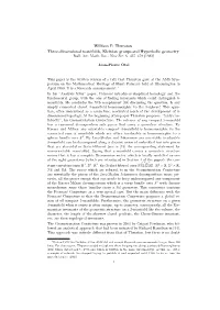 William P. Thurston Three-Dimensional Manifolds, Kleinian Groups and Hyperbolic Geometry Bull