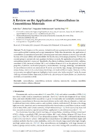 A Review on the Application of Nanocellulose in Cementitious Materials
