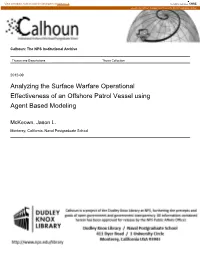 Analyzing the Surface Warfare Operational Effectiveness of an Offshore Patrol Vessel Using Agent Based Modeling