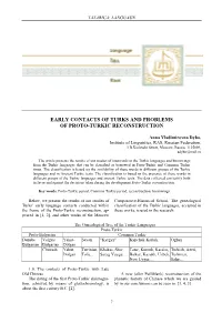 Early Contacts of Turks and Problems of Proto-Turkic Reconstruction