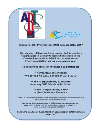 Members' Arts Programs in CMSD Schools 2016-2017 76 Responses