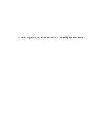 Mobile Application Part Interface (MAPI) Specification